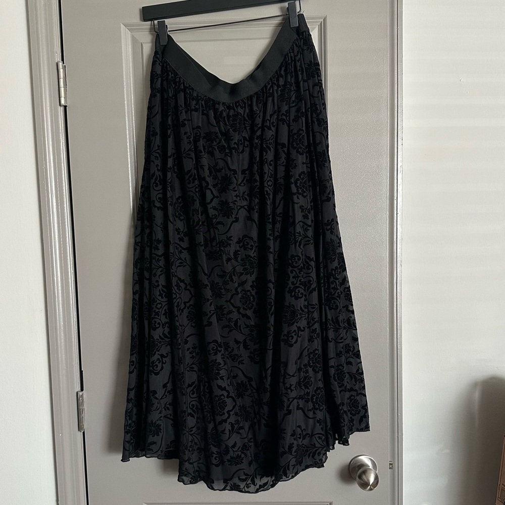 SHEIN Floral Velvet Embossed Maxi Skirt 2X